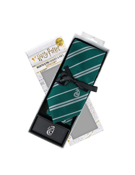 Corbata Deluxe Slytherin Con Broche - Harry Potter