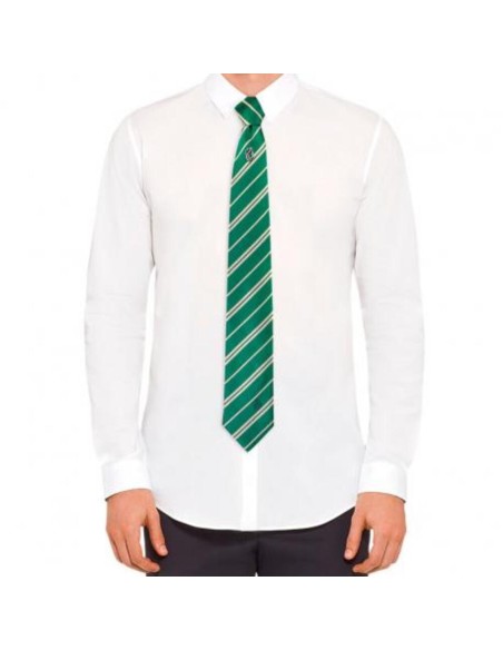 Corbata Deluxe Slytherin Con Broche - Harry Potter