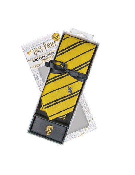 Corbata Deluxe Hufflepuff Con Broche - Harry Potter