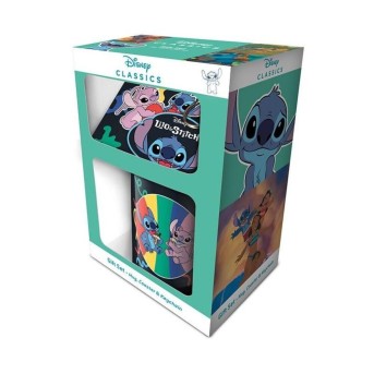 Set Taza, Llavero y Posavasos - Stitch y Angel