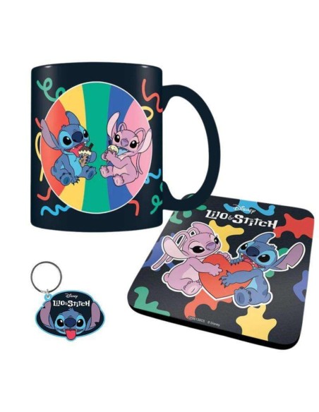 Set Tazza, Portachiavi e Sottobicchiere - Stitch e Angel