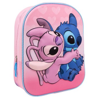 Mochila Infantil Stitch 3D Rosa